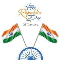 Happy Republic 26 January day Typography Design and Indian people celebrating Republic day vector