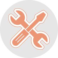 Cross Wrench Glyph Multicolor Sticker Icon vector