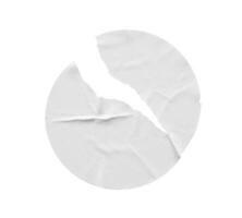 blanco blanco redondo Rasgado papel pegatina etiqueta aislado en blanco antecedentes foto