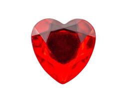 Red heart shape crystal valentines day symbol sticker isolated on white background photo