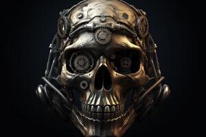 AI generated Creative mechanic gear system skull. Generate ai photo