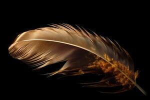 AI generated Golden magical feather freedom. Generate ai photo