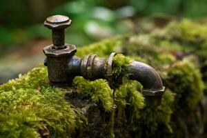 AI generated Old faucet abandoned. Generate AI photo