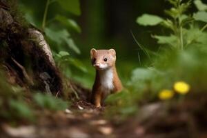 AI generated Adorable brown weasel woodland portrait. Generate ai photo