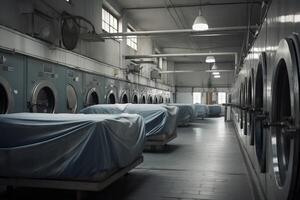 AI generated Industrial laundry machines space. Generate ai photo