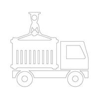 assortment of line art icons for trucks, warehouses, and forklifts vector
