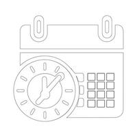 line-art icons of a clock and a calendar vector