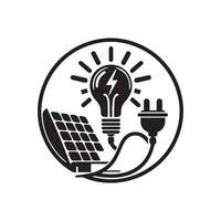 vector ilustración en continuo fluir solar energía es simbolizado por un solar panel, enchufar, y bombilla. adecuado para pancartas, diapositiva espectáculos, logotipos, y emblemas diagrama utilizando un modelo para un citar