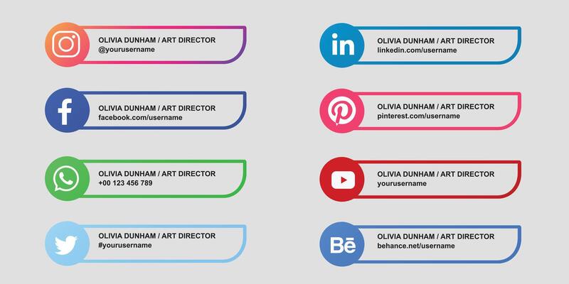 Business Card Social Media Icons Vector Art, Icons, and Graphics for