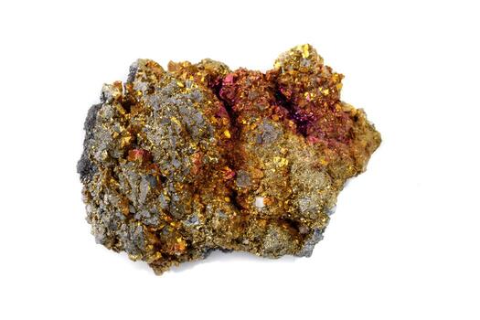 macro mineral Roca calcopirita en un blanco antecedentes foto