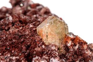 Macro mineral stone Golden Apatite on a white background photo