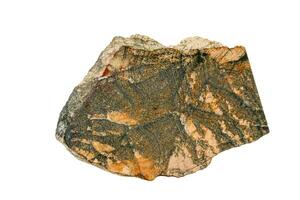 Macro stone skarn mineral on white background photo