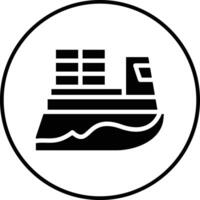 icono de vector de barco de carga