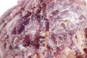 Macro mineral stone Lepidolite in the rock a white background photo