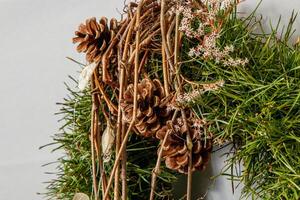 Christmas composition. Wreath of Christmas tree branches photo