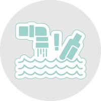 Water Pollution Glyph Multicolor Sticker Icon vector