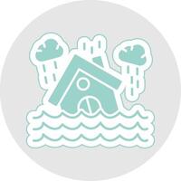 Flood Glyph Multicolor Sticker Icon vector