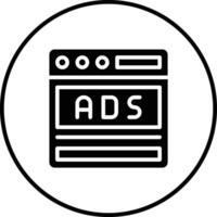 en línea anuncios vector icono
