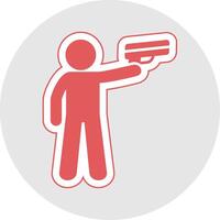 Policeman Holding Gun Glyph Multicolor Sticker Icon vector