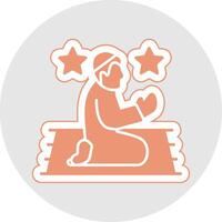 Offering Prayer Glyph Multicolor Sticker Icon vector