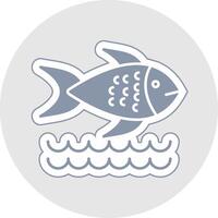 Fish Glyph Multicolor Sticker Icon vector