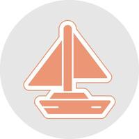 Small Yacht Glyph Multicolor Sticker Icon vector