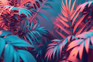 AI generated Dark tropical leaves luminous colorful colors photo