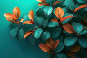 AI generated Dark tropical leaves luminous colorful colors photo