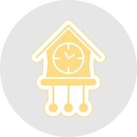 Cuckoo Clock Glyph Multicolor Sticker Icon vector