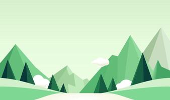 Vector plane minimalist illustration of a panoramic mountain landscape