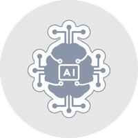 Artificial Intelligence Glyph Multicolor Sticker Icon vector