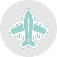 Flying Airplane Glyph Multicolor Sticker Icon vector