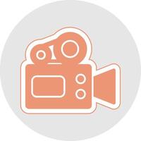 vídeo cámara glifo multicolor pegatina icono vector