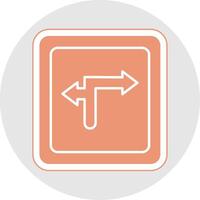 Turn Direction Glyph Multicolor Sticker Icon vector