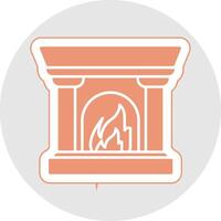 Fireplace Glyph Multicolor Sticker Icon vector