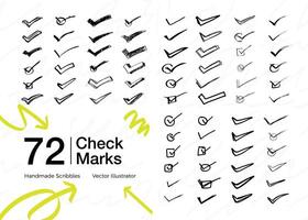 collection of hand-scribbled checklist marks vector