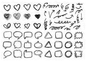 collection of abstract hand drawn shapes and lines vector