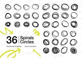 collection of hand-drawn spiral shapes vector