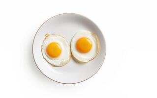 AI generated Breakfast fried eggs Isolated on white background photo