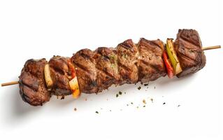 AI generated Tasty fried grilled kebab Isolated on White background photo