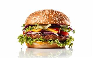 AI generated Appetizing burger on a white isolated background photo