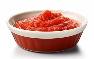 ai generado salsa ideal con vegetal tomate aislado en blanco antecedentes foto