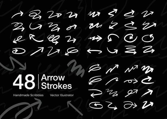 collection of arrow scribble line sketches
