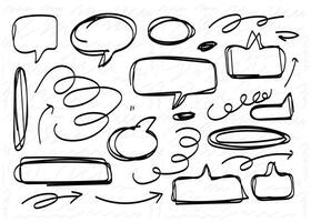 collection of speech bubble scribbles and arrows using markers vector