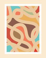 70's abstract Retro Line style aesthetic decoration poster vector