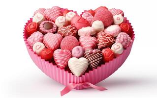 AI generated Valentine's Day hearts candy Isolated on White background photo