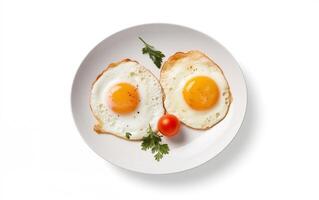 AI generated Breakfast fried eggs Isolated on white background photo