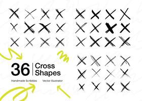 collection of hand drawn cross shapes vector