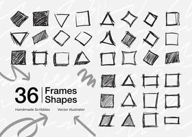 collection of frame doodle line sketches vector