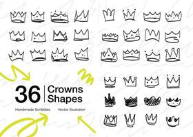 collection of various handdrawn crown shapes vector